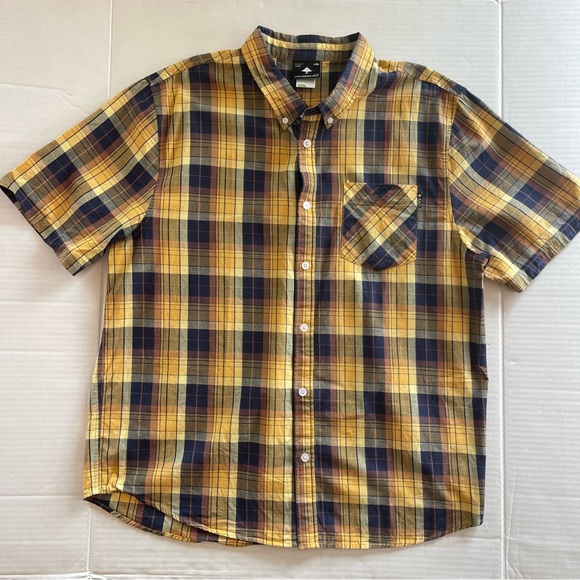 LRG Lifted Research Group Mens XL Button-up shirt Yellow and Blue Plaid Shirt - Picture 7 of 7